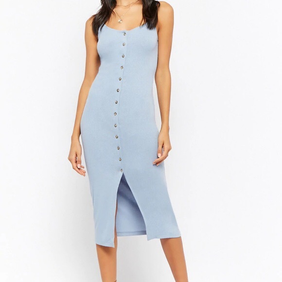 Forever 21 Dresses Forever 2 Ribbed Button Front Cami Dress Poshmark